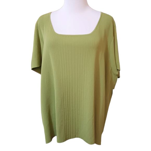 NEW VALERIE STEVENS Blouse Top Sweater 3X Square Neck Short Sleeve Office Career - Picture 5 of 10